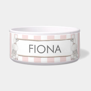 Tigela Pet Bowl personalizado, de cor rosa e branca