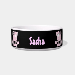 Tigela Pet Bowl Personalizado de Gatinho Gingham Rosa