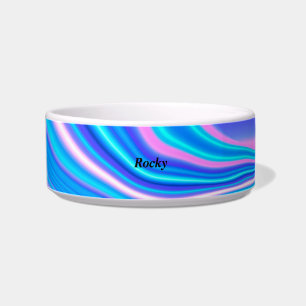 Tigela Pet Bowl personalizável de Abstrato azul cerâmica