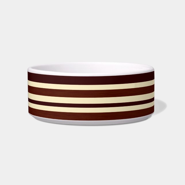 Tigela Pet Bowl (Retro Brown Cream Stripes) (Frente)