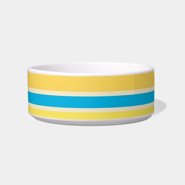 Tigela Pet Bowl (riscas de creme azul retrorado) (Frente)