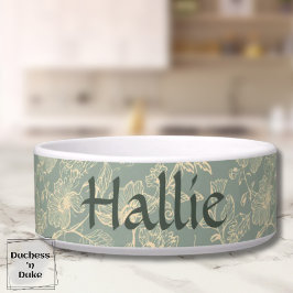Tigela Pet Bowl - Sage Green Botanical, Personalized 