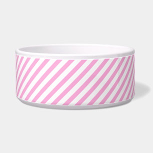 Tigela Pet Bowl - Tiras de Diagonal Branca e Rosa