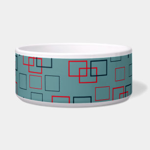 Tigela Pet Bowl, Vermelho e Teal Quadrados