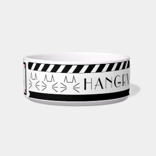 Tigela Pet/Cat Medium Bowl Black/White "Feed Me/Hangry"