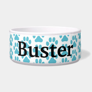 Tigela Pet Comida Bowl Personalizado - Pawprint Azul