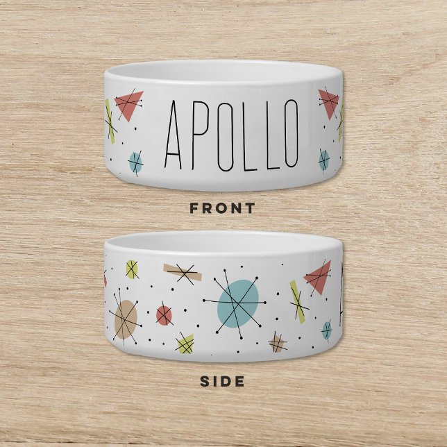 Tigela Pet De Cão Retro Da Era Atômica (Criador carregado)