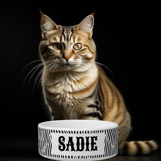 Tigela Pet de faixa de zebra branca e negra (Criador carregado)