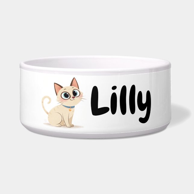 Tigela Pet de Gato de Cartografia Personalizada (Frente)