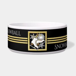 Tigela Pet de Ice Dourada, Colhida Preta, Personalizada