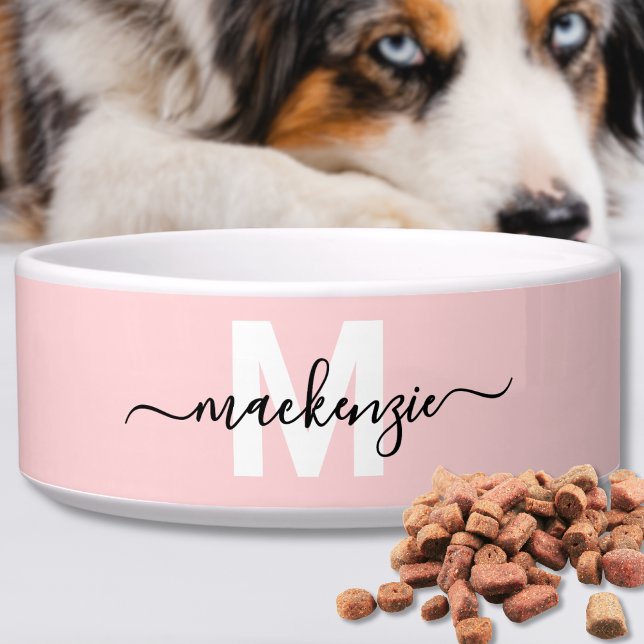 Tigela Pet de nome rosa pálido personalizado (Custom Blush Pink Name Pet Bowl)