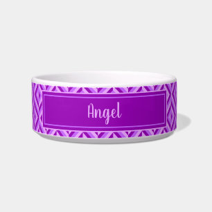Tigela Pet De Padrão De Diamante Roxo De Três Tom