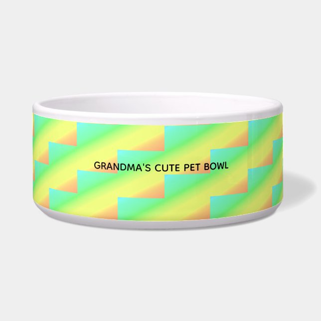 Tigela Pet de Padrão de Verões Tropicais de Arte Moderna (Frente)