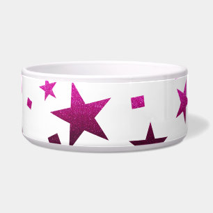Tigela Pet Glitter Cor-de-rosa-branca, padrão estelar,