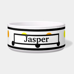 Tigela Pet Name Orange Yellow Bolinhas Bowl