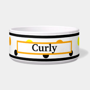 Tigela Pet Name Orange Yellow Bolinhas Bowl