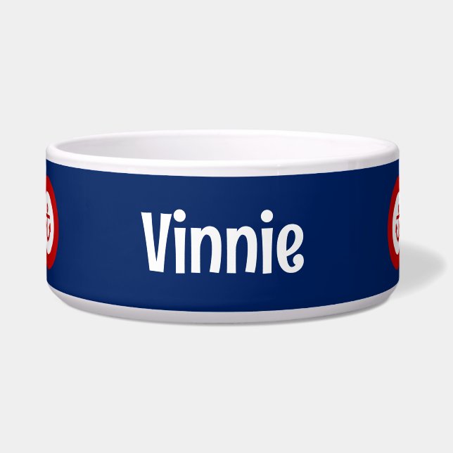 Tigela Pet Náutico Marinho Marinho Azul Branco (Frente)