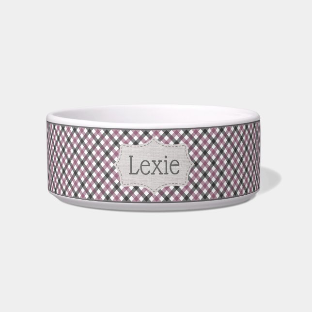 Tigela Pet Personalizada de Xadrez de Morango (Frente)