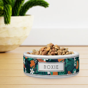 Tigela Pet Personalizado de Flor Laranja Tropical
