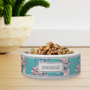 Tigela Pet Tropical Rosa Personalizada