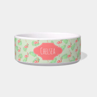 Tigela Pet's Girly Tropical Watercolor Flamingo Pattern