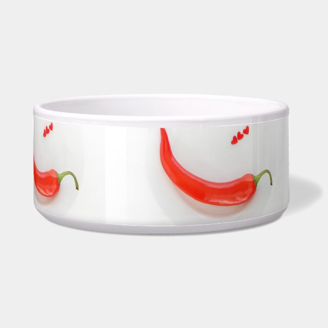 Tigela Pimenta-quente Coração vermelho-branco (Frente)