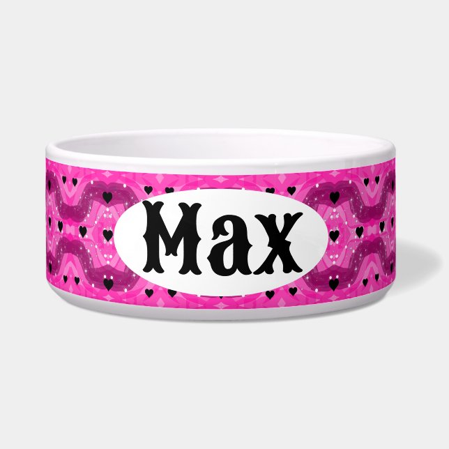 Tigela Pink art pop culture black heart (Frente)