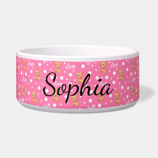 Tigela Pink Chihuahua Customized Dog Bowl (Frente)