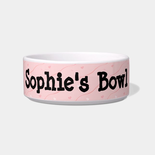 Tigela Pink Hearts Cerâmica Pet Bowl (Frente)