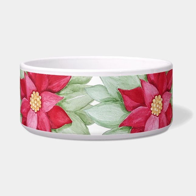 Tigela Pintado à mão com a Pena de NatalStar Poinsettia (Frente)