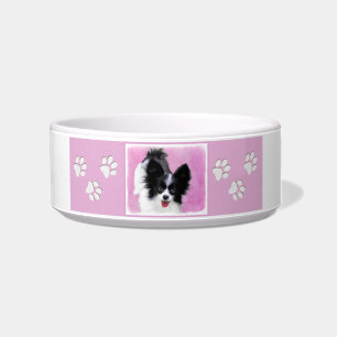 Tigela Pintura de Papillon (Branco e Preto) - Arte Canina