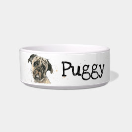 Tigela Pintura de Pug engraçada e engraçada Espetacular T