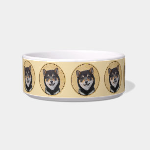 Tigela Pintura de Shiba Inu (Preto e Latão) - Arte Canina