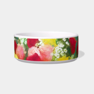 Tigela Pintura do Buquê de Rosas - Arte Floral Original F