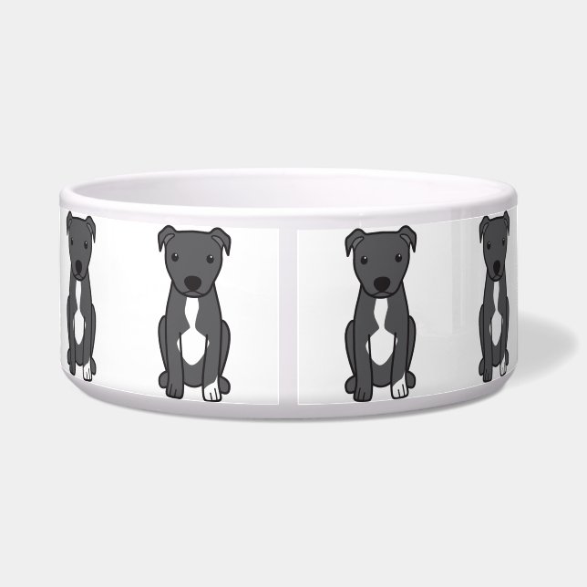 Tigela Pitbull Terrier americano (orelhas naturais) (Traseira)