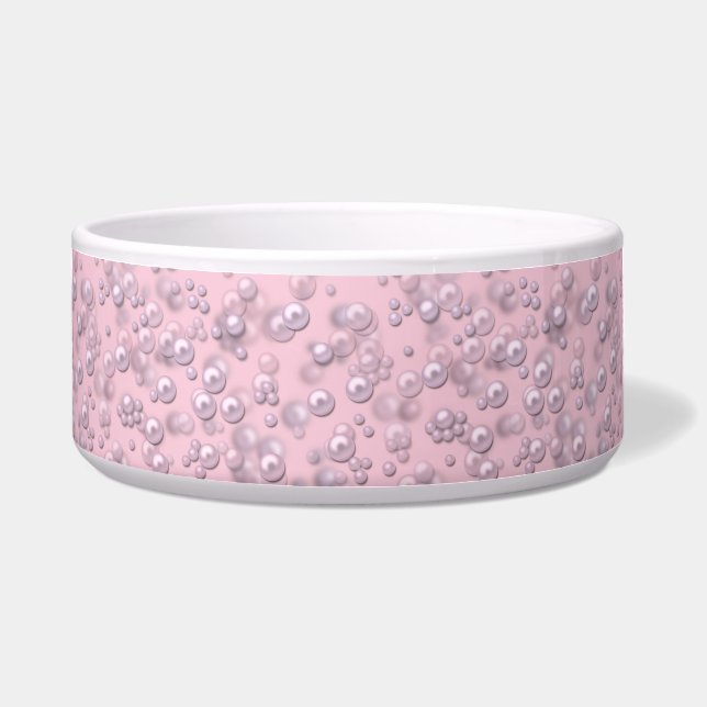 Tigela Placas de pérolas brancas-rosadas em veludo rosa (Frente)