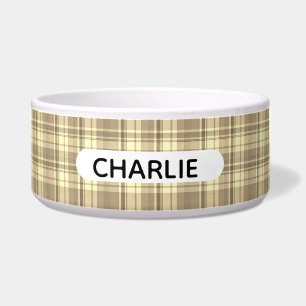 Tigela Plaid Personalizado de Estilo Fazenda Bege para An
