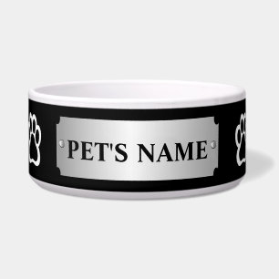Tigela Plate Dog Bowl - Nome Metálico Personalizado