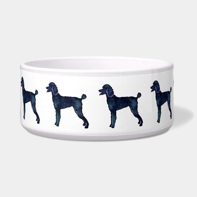 Tigela Poodle Black Watercolor Silhouette (Frente)