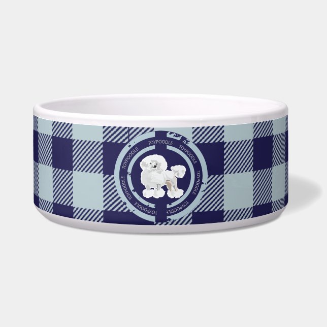 Tigela Poodle de Brinquedo Cão (tema azul) (Frente)