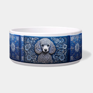 Tigela Poodle de Lata Azul