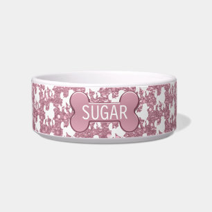 Tigela Poodle em Brilho Rosa Rose