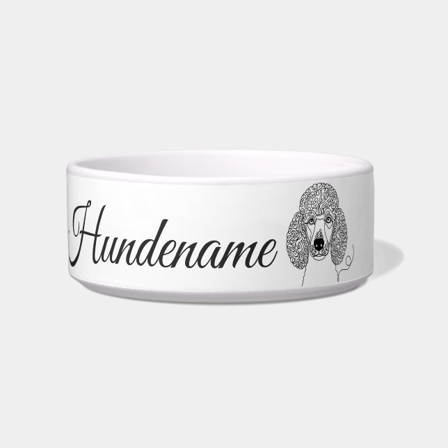 Tigela Poodle Minimalist Line Art personalized bowl (Frente)