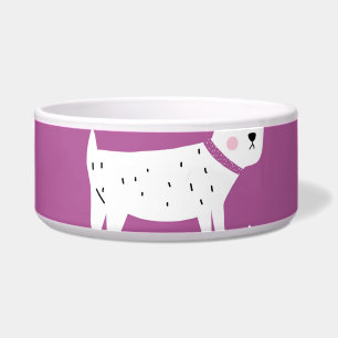 Tigela Poodle Roxo: Padrão Retro Monocromático