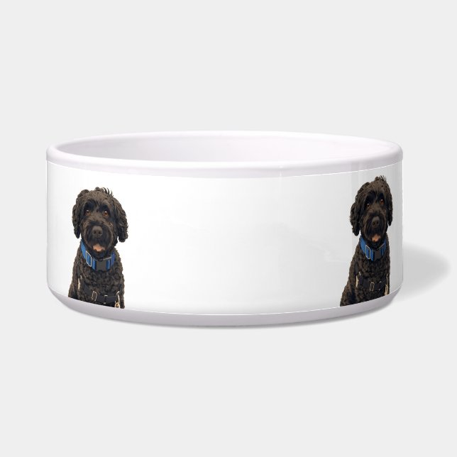Tigela Portuguese Water Dogs Cute Dog Ceramic Pet Bowl (Frente)