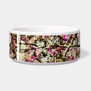 Tigela Prato cor-de-rosa do alimento para cães de Camo