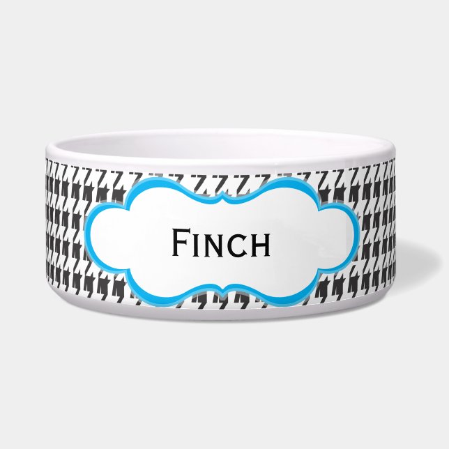 Tigela Prato personalizado | preto e azul do cão de (Frente)