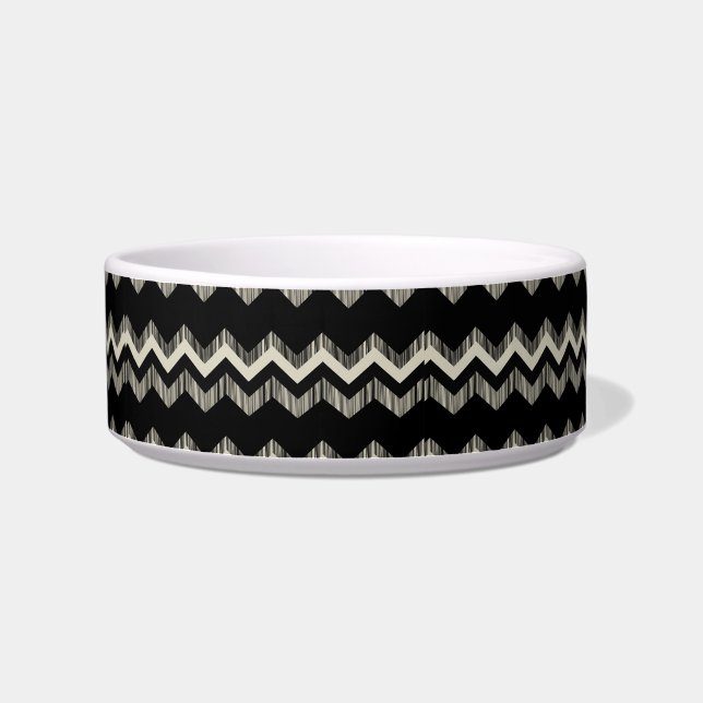 Tigela Preppy Girly Pattern Black And Cinza Chevron (Direita)
