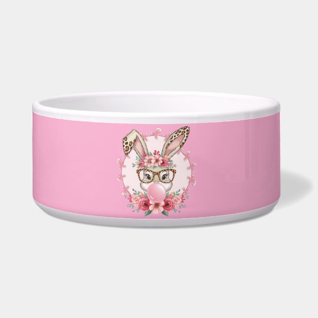 Tigela Presente de Coelho Floral Fofo de Páscoa Leopardo  (Frente)