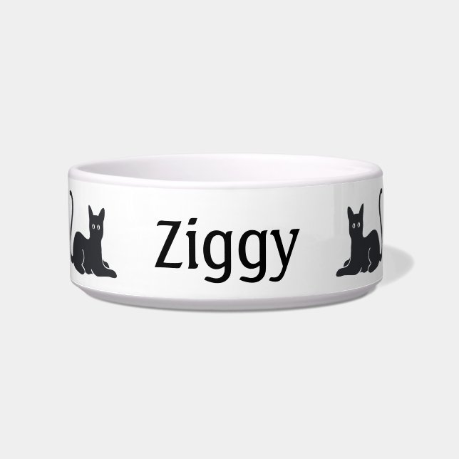 Tigela Preta para Gatos - Monogramada (Frente)